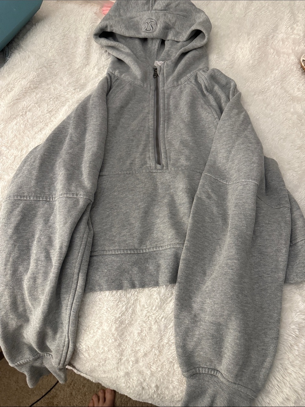 lululemon athletica Light Gray Half-Zip Hooded Sweater
